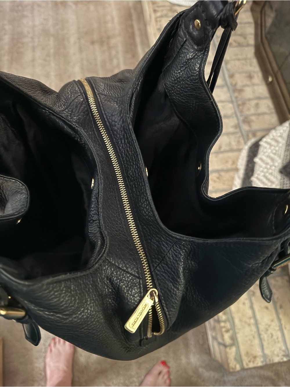 Michael Kors Black Pebbled Leather Hobo with Gold Hardware - Picture 5 of 6